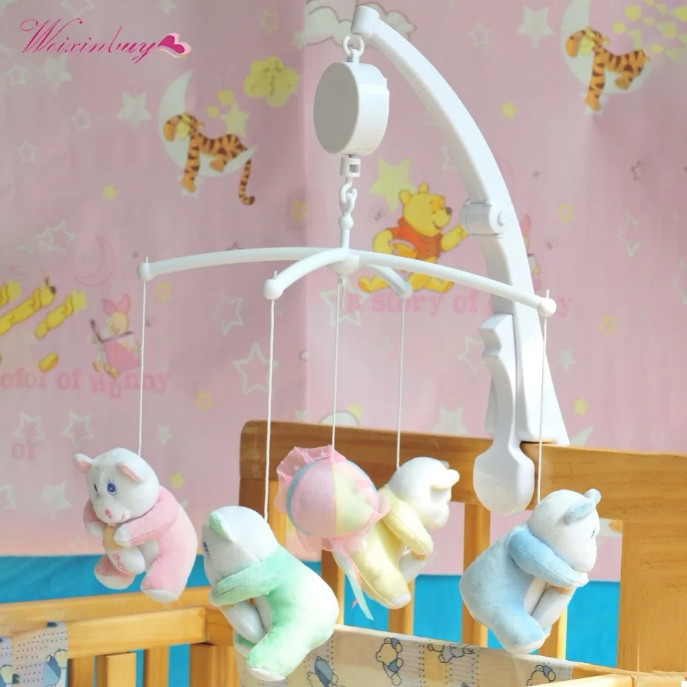 White Rattles Bracket Set Baby Mobile Clamp Bed Bell Toy Holder Fold