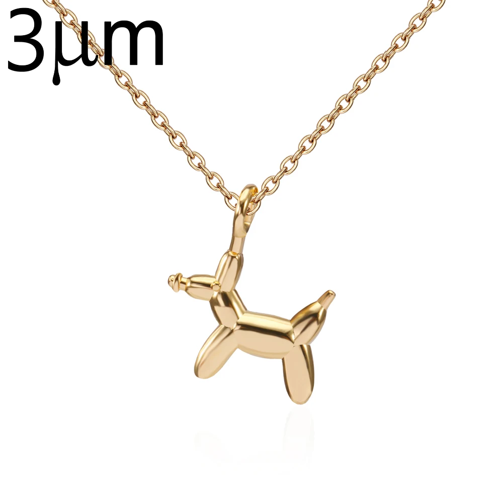 3um Balloon Dog Necklace Small Cute Animal Puppy Necklace Brass Pet