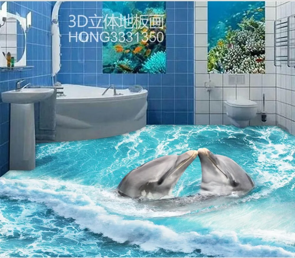 3d floor tiles 3d beach pvc waterproof floor custom photo self