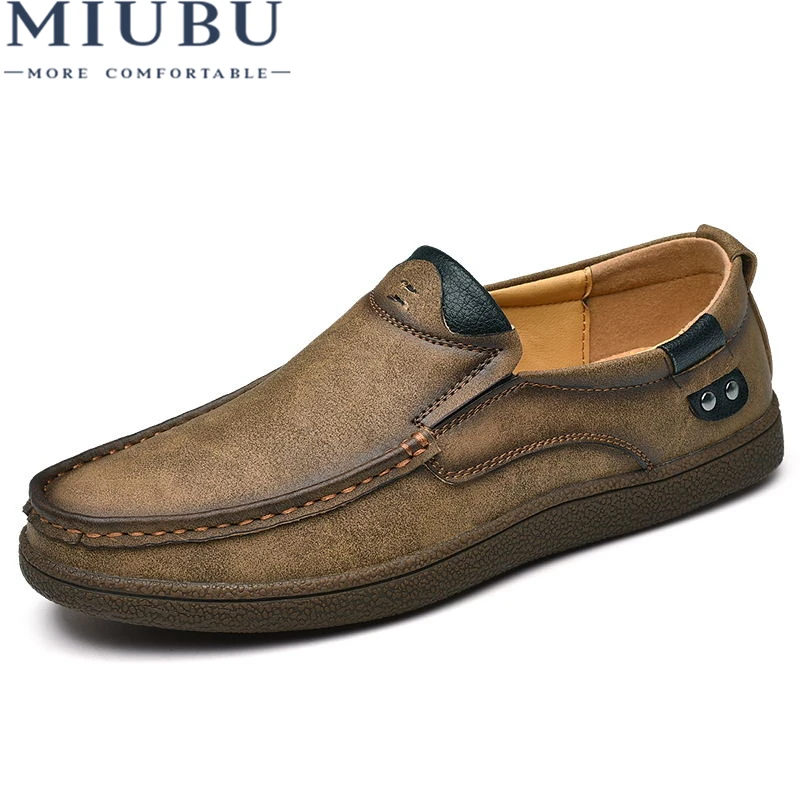 

MIUBU Luxury Brand Men Shoes Fashion Men Leather Shoes Casual Men Loafers Summer Men Genuine Leather Shoes Male Loafers Shoes