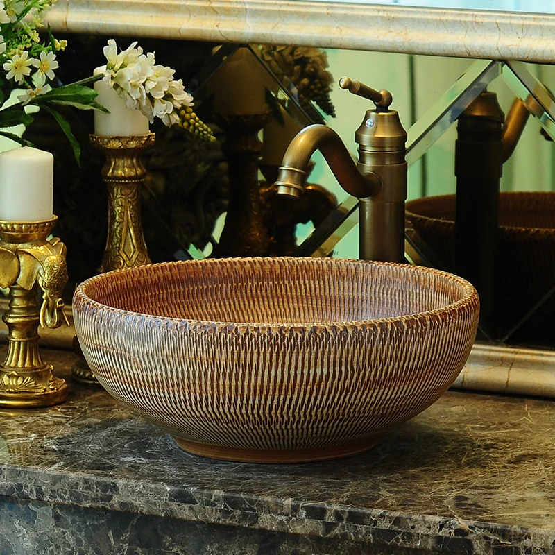 

Porcelain wash basin sink ceramic basin sink Counter Top Wash Basin bathroom ceramic bathroom wash bowls brown