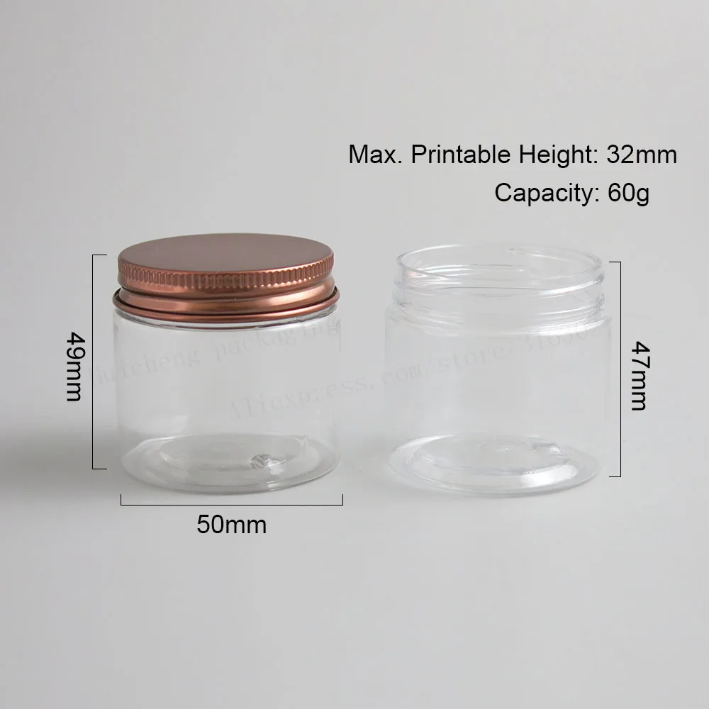 Frasco com Tampas de Metal Recipientes para o Creme Travell Limpar Make up Creme 60cc Transparente Pet Cosméticos Uso 24 x 60g 8 Cheap Garrafas reutilizáveis