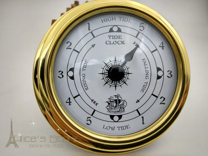 

NEW 1pcs 3" Brass Case Traditional Weather Station Analog Tide Clock Gold Metal (White Dial) tc8151