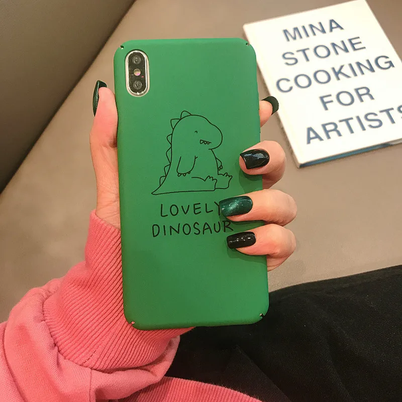 Plastic Hard Phone Case For iphone 7 8 6s 6 plus Case For iphone XS Max XR Cover Cute Cartoon Dinosaur Cases Coque Funny Covers