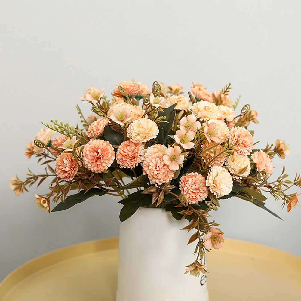 

5 Heads Silk Carnations Artificial Flower for Wedding Cemetery Wreath
