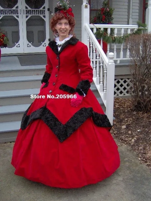 1860 s Civil War зимнее дорожное платье с более/Dickens Caroling костюм/костюм для вечеринки