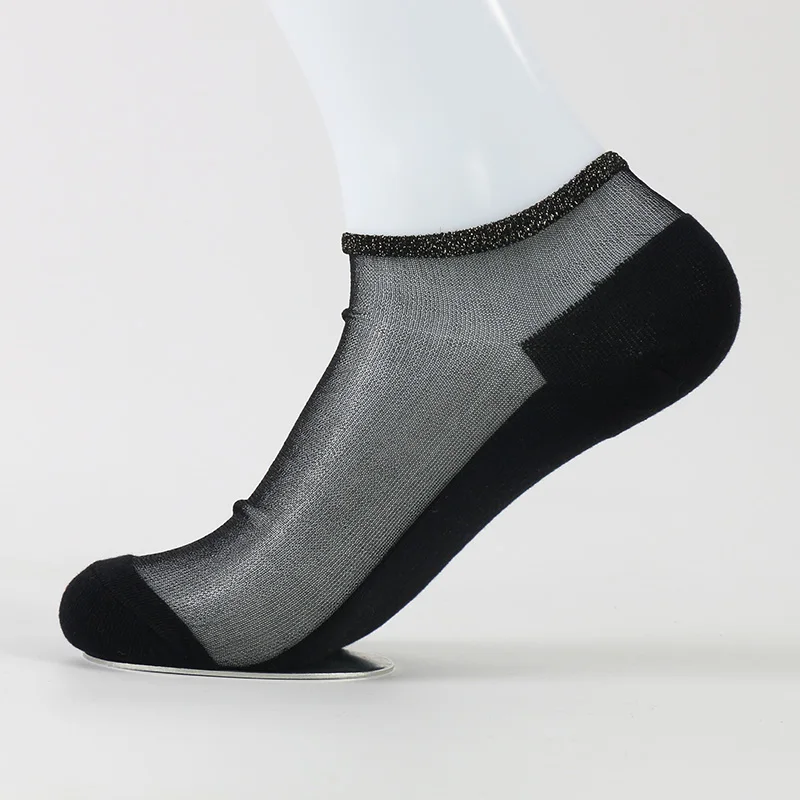 

DONG AI Fashion Glass Silk Female Ankle Socks Color Silk Cuff Cotton Bottom Comfortable Breathable Deodorant Women Socks Meias