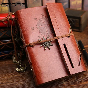 

EZONE PU Luxury NoteBook Vintage Pirate Ship Replaceable Traveler Notepad Blank Notebook Journal Diary Planner Sketchbook Gifts