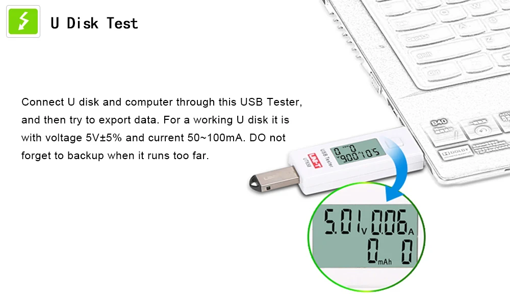 UNI-T UT658B UT658 USB тестер напряжения телефон компьютер Зарядка ток измерения энергии монитор с ЖК-подсветкой