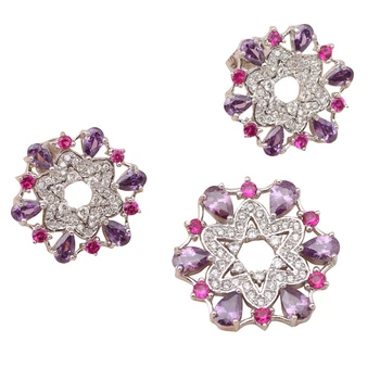 

Luxury Flower Pendants Earrings Set for women AAA Zirconia Crystal Silver Stamped Fashion Royal Jewelry Set Necklace MS015