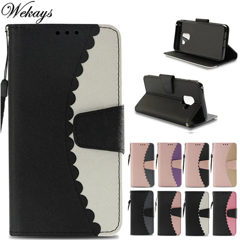 

Wekays For Samsung A8 2018 Splice Color Leather Flip Fundas Case For Coque Samsung Galaxy A8 2018 A530 SM-A530F Cover Case Shell