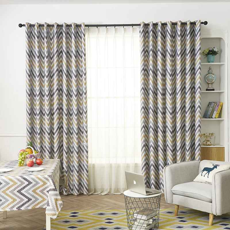 

Modern Yellow Ripples Blackout Curtains For Living Room Window Blackout Curtains For Bedroom Drapes treatment Panel Cortinas