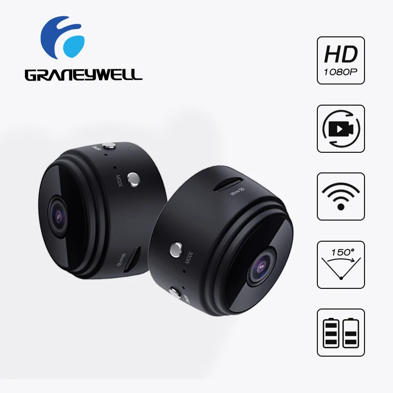 

2 PCS Mini Camera WiFi Camera 1080P Indoor Camera Home Security Camera Charger Battery Night Vision for iPhone Android PC iPad