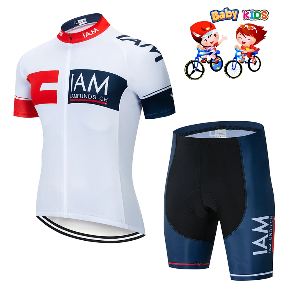 

2019 pro team IAM cycling jerseys for children children short sleeve sets cycling jersey and shorts bib cushion GEL