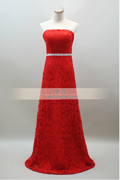 

free shipping Party gown summer dress 2016 new hot sexy fashion crystal long vestidos de festa prom red lace evening dresses