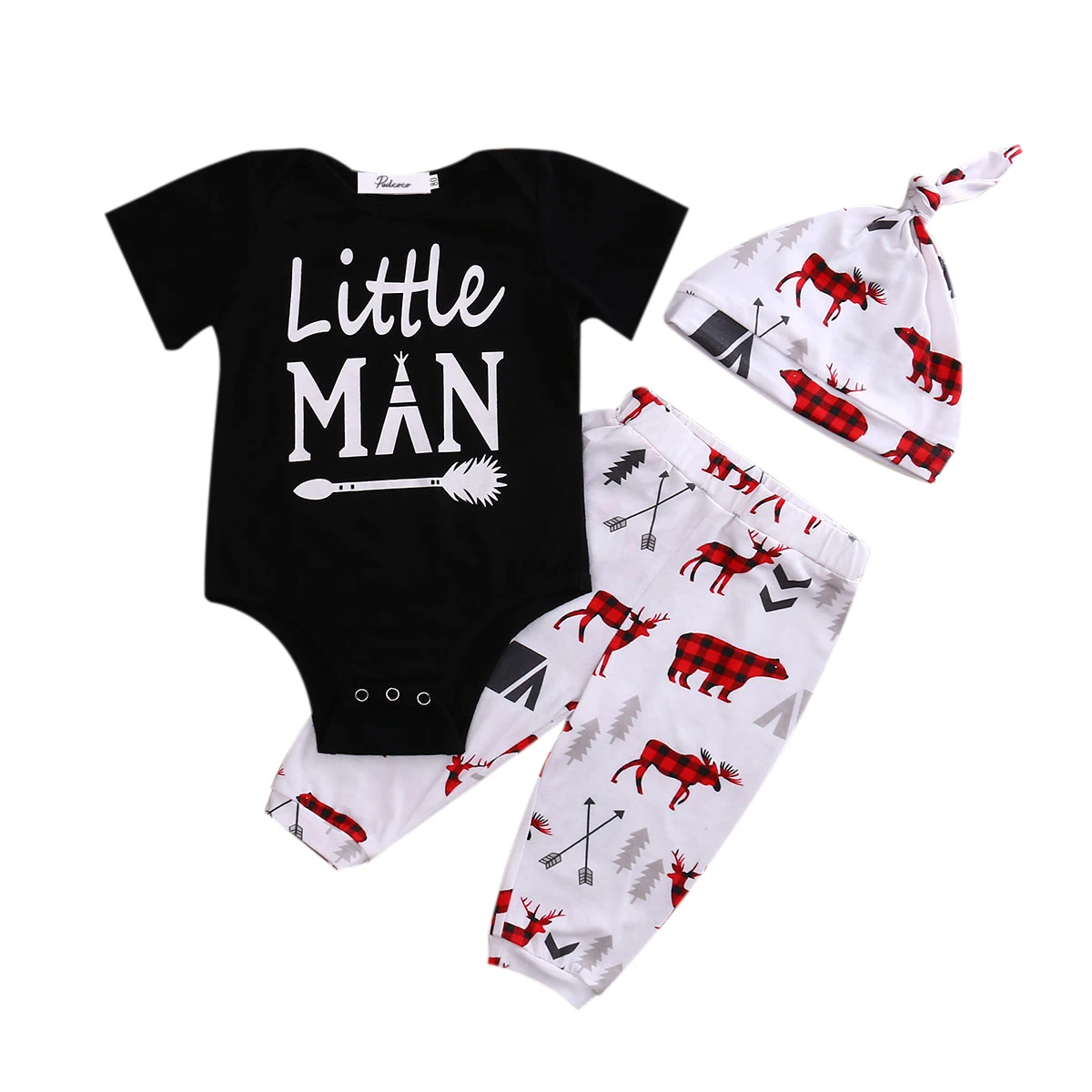 

2017 Kids Clothing Baby Boy Bodysuit Top+Pants+Hat 3pcs Clothes Outfit Set Playsuit Jumpsuit