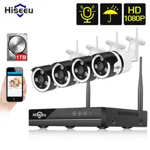 1080P 4CH Wireless NVR CCTV System audio wifi 2.0MP Outdoor Bullet IP Camera Waterproof Security Video Surveillance Kit hiseeu