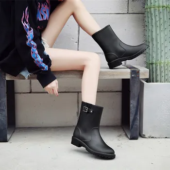 

Fashion new trend ladies tube rain boots waterproof non-slip boots adult cute rubber shoes