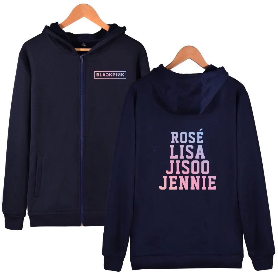 BLACKPINK ROSE LISA JISOO JENNIE женские/мужские толстовки пальто для пары верхняя одежда молния Harajuku хип хоп Kpop Толстовка негабаритных