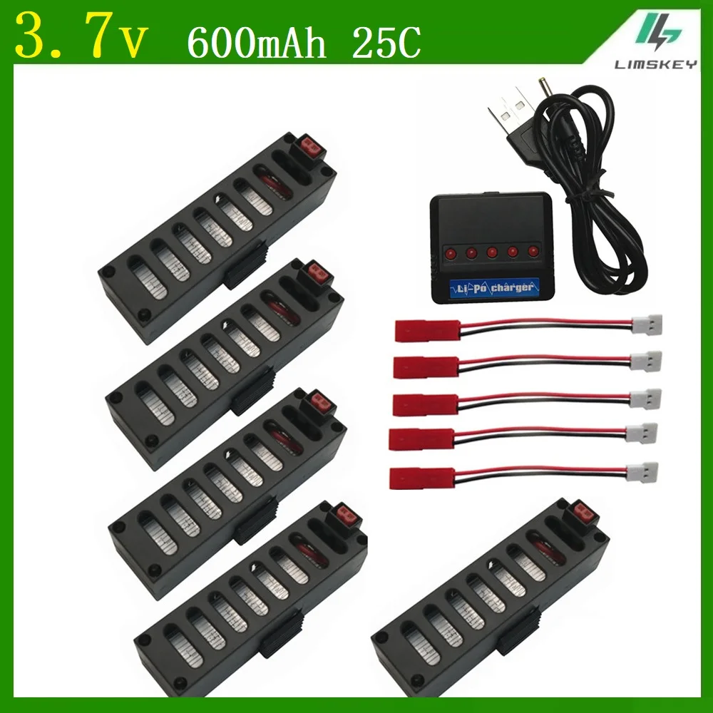 

For JY018 battery High Quality 3.7V 600mAh 25C Battrey Part with 5 in 1 usb charger for Quodcopter Drone for JY018 WiFi drone