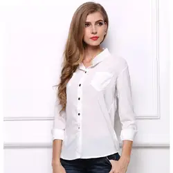2019 повседневное для женщин блузки для малышек с длинным рукавом белый дна шифоновая блузка рубашка