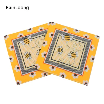 

[RainLoong] Bee Paper Napkin Event & Party Insect Tissue Printed Napkin Supply Decoration Paper 33cm*33cm 5packs (20pcs/pack)