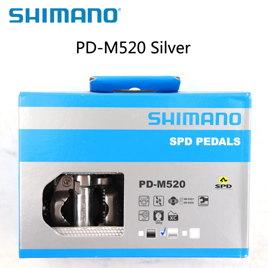 Shimano SPD PD M520 MTB педали без клипса педали с бутсами оригинальная коробка включает SM-SH51 горный велосипед аксессуары для велосипеда