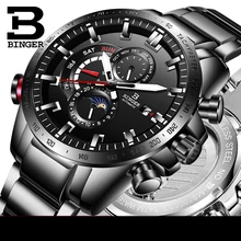 Швейцарские автоматические часы для мужчин лучший бренд класса люкс Бингер Механические мужские s часы военные часы Relogio Masculino montre homme