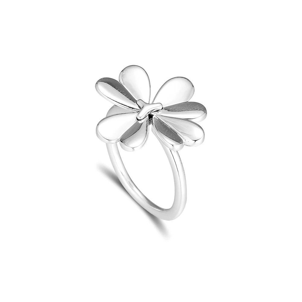 

Pandulaso Moving Clover Ring 925 Sterling-Silver-Rings DIY Fashion Female European Jewelry Rings For Women Gift Rings