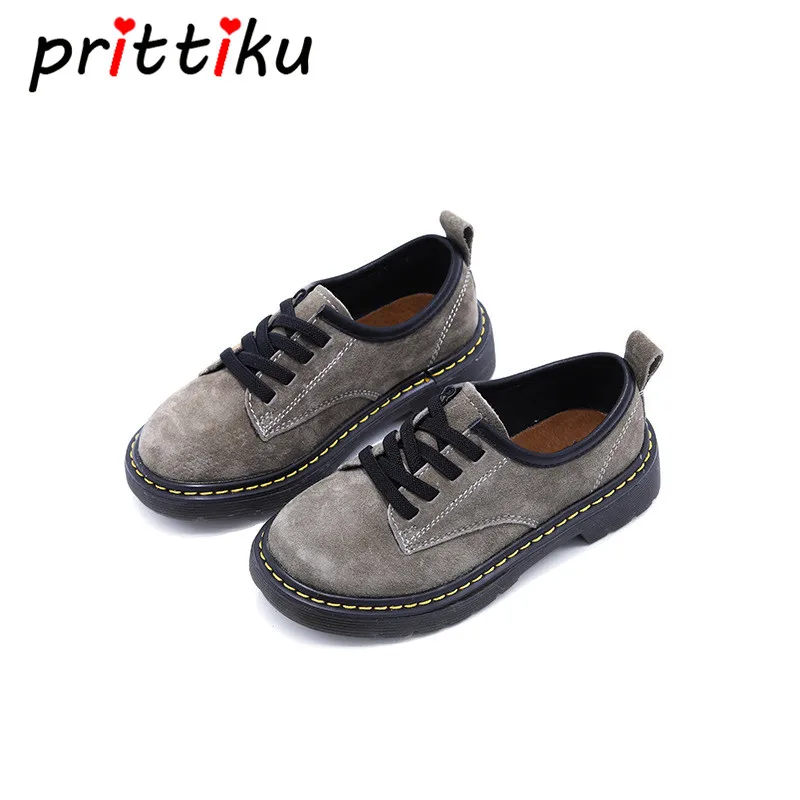 

2018 Spring Toddler Boys Genuine Leather Little Child Black Oxfords Big Girl Heeled Casual Flats Kids School Uniform Dress Shoes