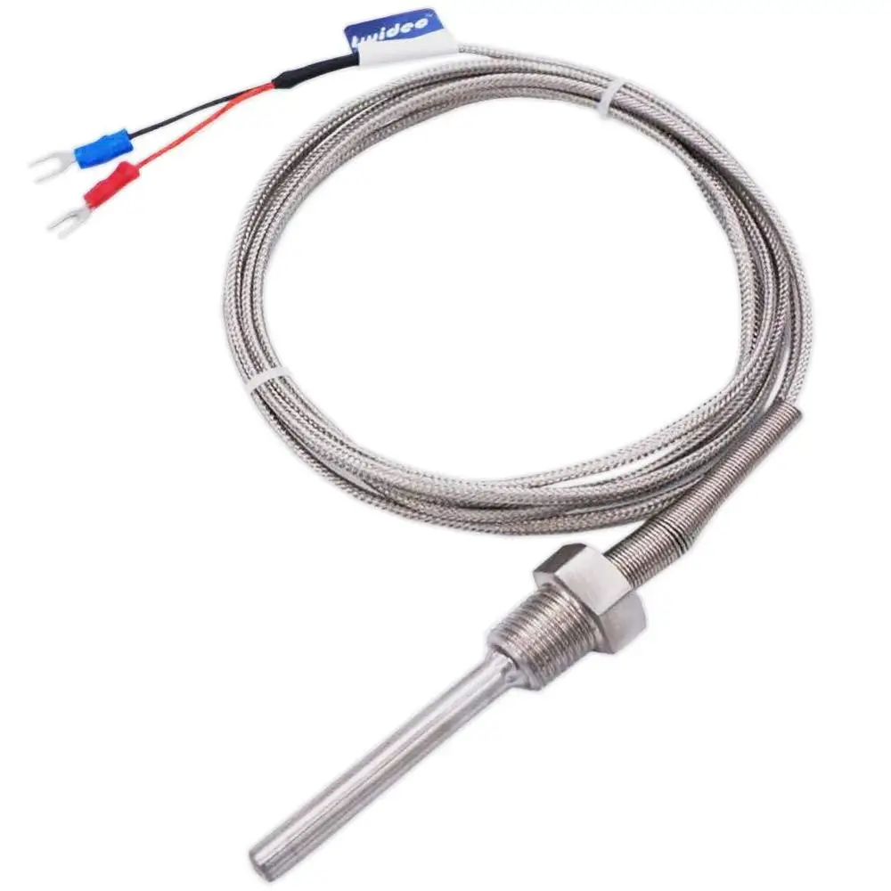 

Twidec/2M NPT 1/4"inch (6X50MM) Pipe Thread Temperature Sensor Probe Two Wire Temperature Controller (0~600℃) 304 Stainless Ste