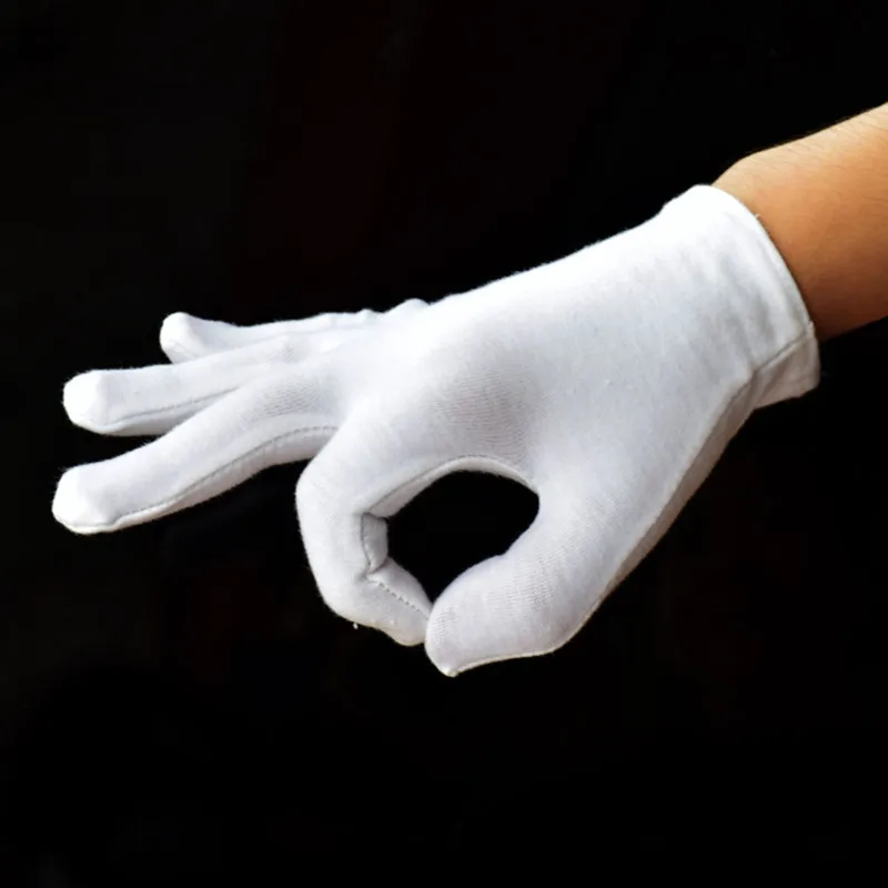 2 шт./партия, белые, хлопок, парадные перчатки для мужчин и женщин, перчатки для обслуживания/официантов/водителей/ювелирных изделий - Цвет: One Size