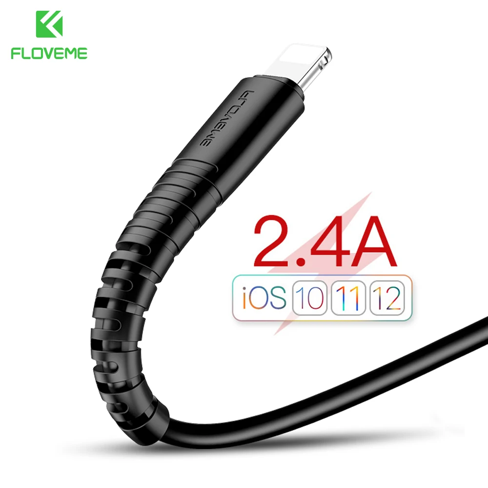 FLOVEME USB кабель для iPhone 7 8 X высокопрочный 2.4A кабель для быстрой зарядки и синхронизации данных для зарядного устройства Lightning-USB кабель для iPhone