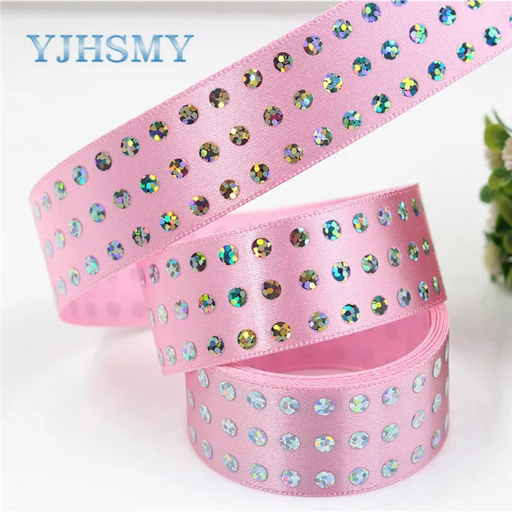 D-18411-625 YJHSMY D-18411-623, 2 ярда, 25 мм Чистый белый блесток ленты Свадебные аксессуары материал "сделай сам" День святого Валентина - Цвет: D-18411-625