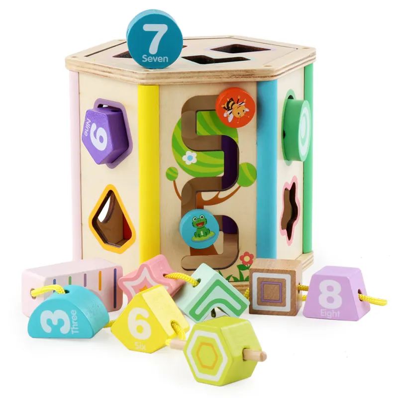 Деревянная детская игрушка блок разделочные Блок Форма соответствующие деревянный ящик DIY бусины Детские Обучающие деревянные игрушка для детей Подарки - Цвет: A (Liumian)