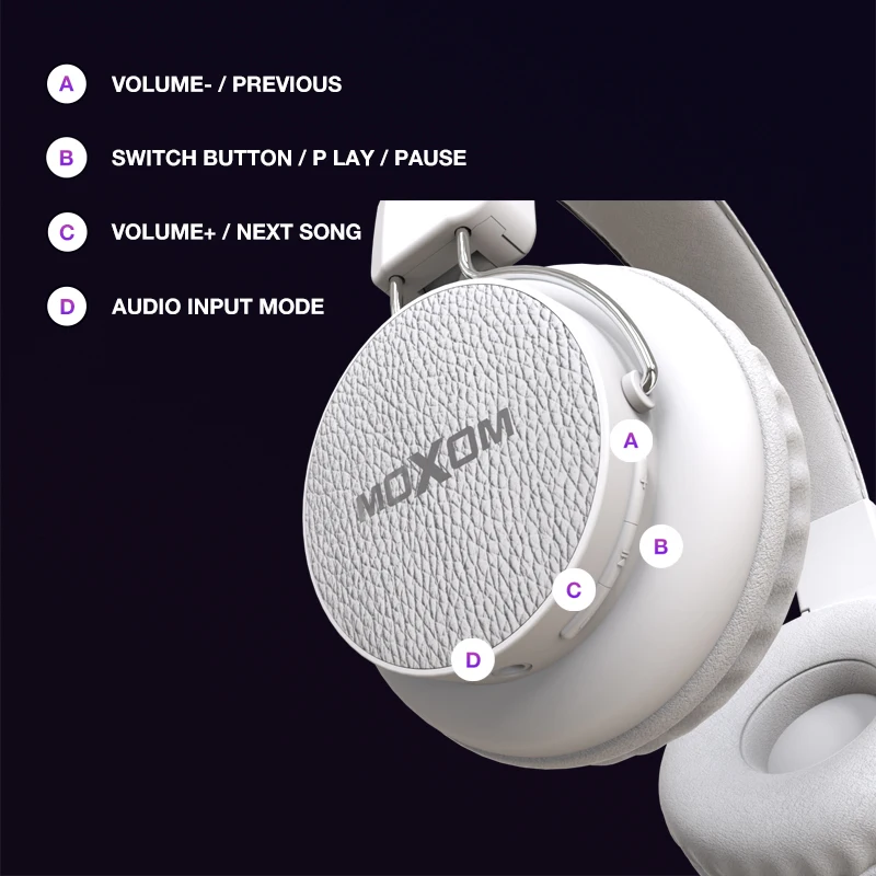 MOXOM Bluetooth наушники беспроводные активные шумоподавления для iPhone samsung Xiaomi