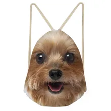 Милые 3D Животные Йоркширский терьер с принтом собаки женские сумки на шнурке многофункциональный мешок для хранения девочки-подростка Путешествия сумка