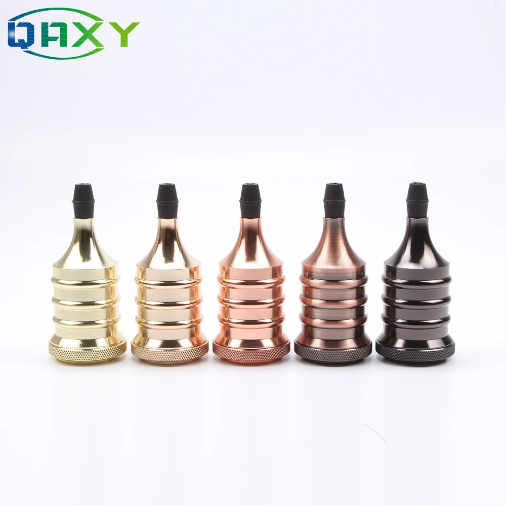 E27 110V-240V Vintage Edison Lamp Base Pendant Light Socket Screw Bulb Base Golden Copper Black Metal Alloy Light Socket[F1558]