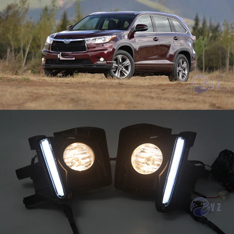 Car Flashing 1Set drl For Toyota Highlander 2014 2015 2016 LED DRL
