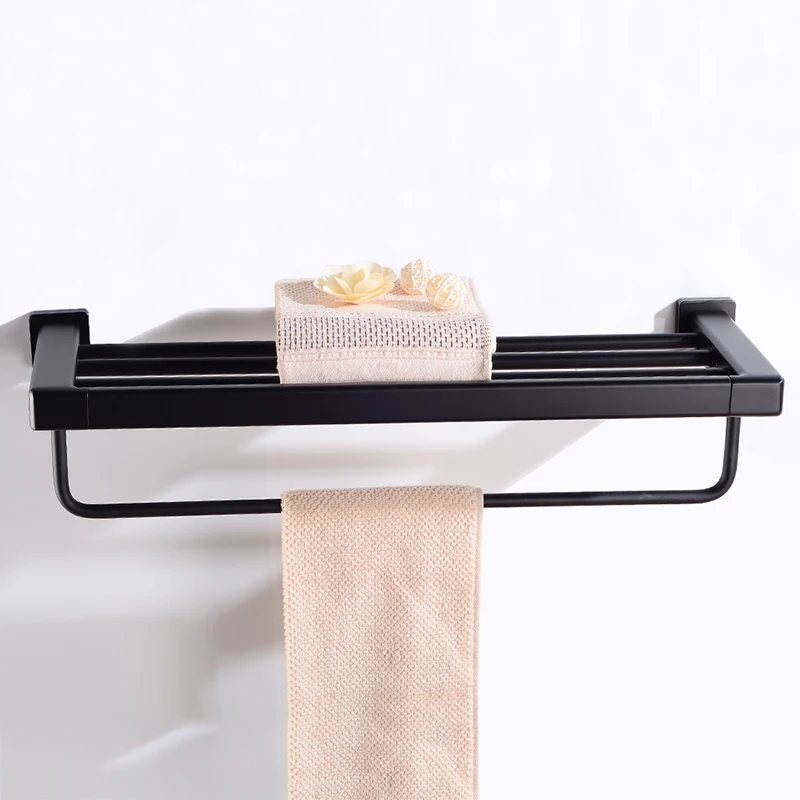 Bathroom Towel Rack Holder Wall Mounted Black Towel Bar Single Aluminum Towel Rail Hanger Rack Bathroom Shelf Shower Organizer Bathroom Towel Rack Holder Wall Mounted Black Towel Bar Single Aluminum Towel Rail Hanger Rack Bathroom Shelf Shower Organizer