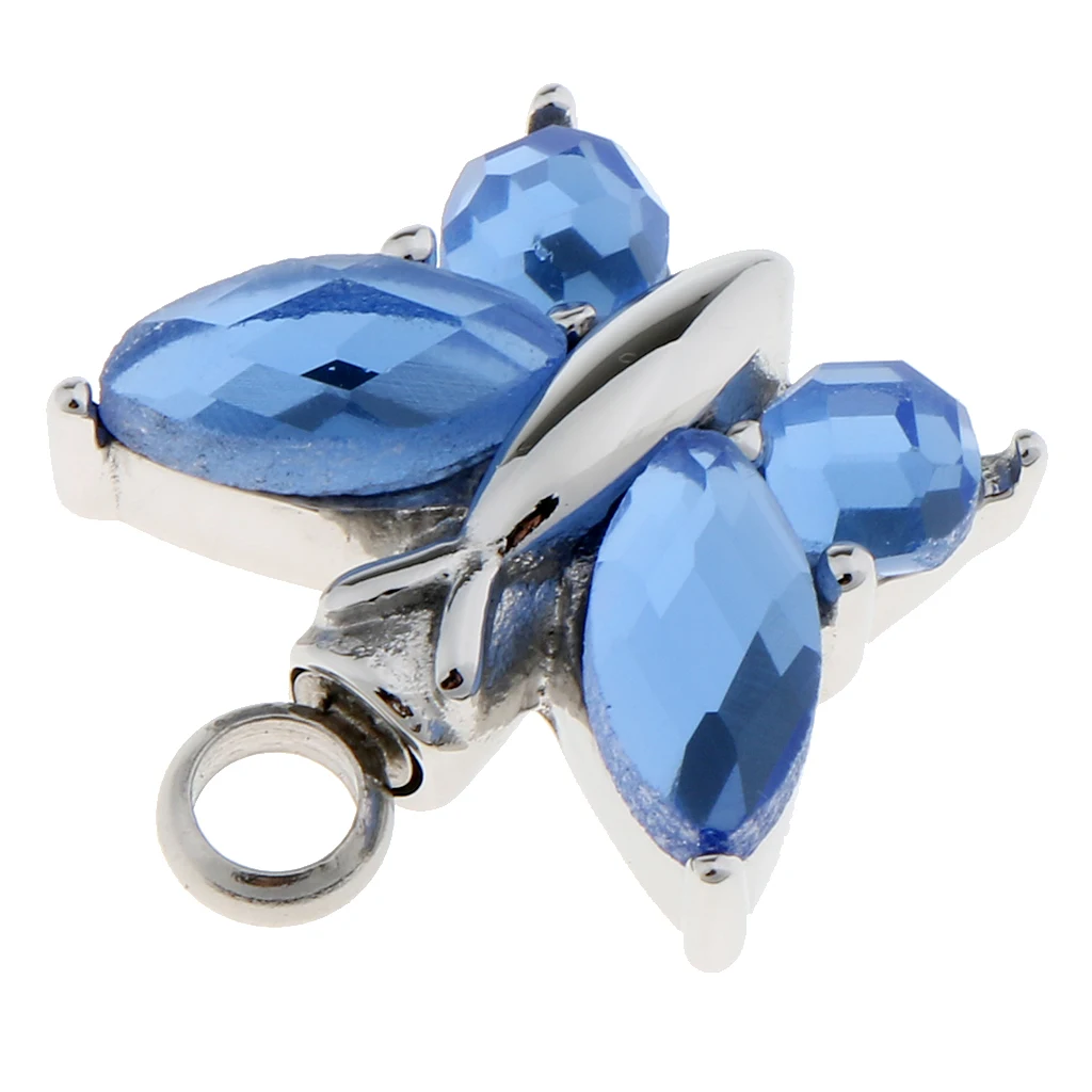 Cremation Urn Pendant for Ashes Crystal Butterfly Pendant Cremation Jewelry