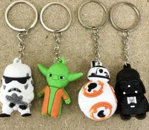 

New 50 pcs Mix Cartoon Star Wars MIX 3D PVC Key Chains Pendant Children gift