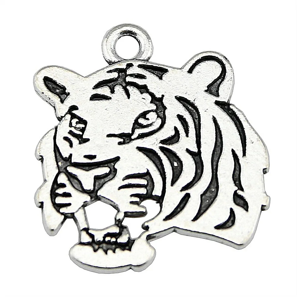 2pcs Double Sided Tiger Pendant Charms For Jewelry Making Charm Tiger