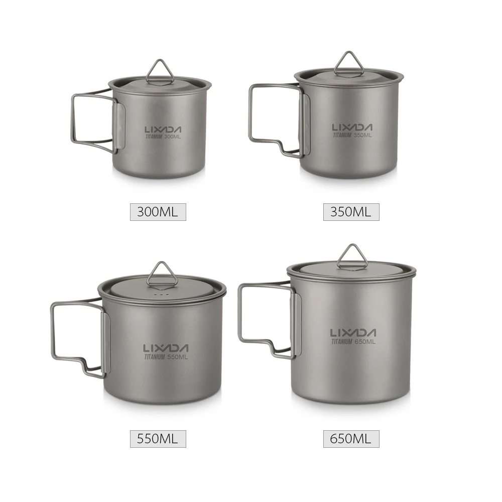 

Lixada Titanium Campimg Cookware Water Mug Camping Tableware Outdoor Picnic Set Travel Outdoor Cookware Dinner Flatware Set