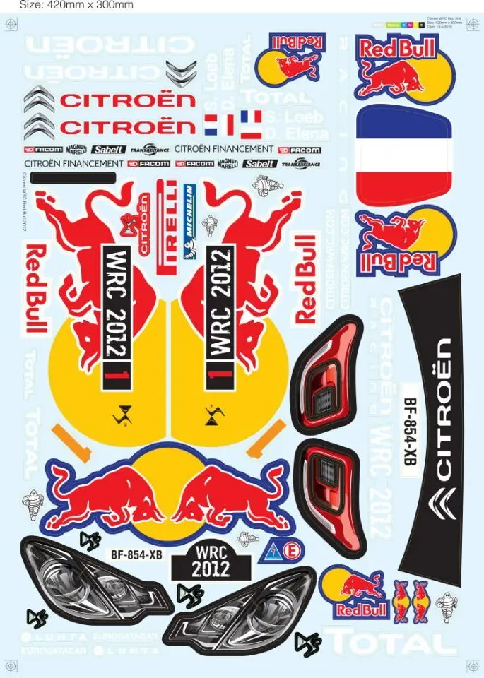 

Team C 1/8 RC Car Rally Decal for 1/8 Redbull Citroen