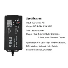 DOITOP AC/DC 4-24 V 1.5A 36 W адаптер с регулируемой мощностью Регулируемое напряжение питания дисплей для Светодиодный переключатель монитора