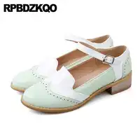 Designer Brogue Women Fashion Green Pink Italian Patent Leather Ankle Strap China Candy Chinese Wedding Shoes 2018 Round Toe