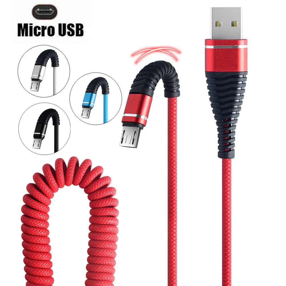 1,2 м микро USB телефонный кабель рыбий хвост пружина прочный кабель для быстрой зарядки данных для телефона Android универсальные кабели# YL5