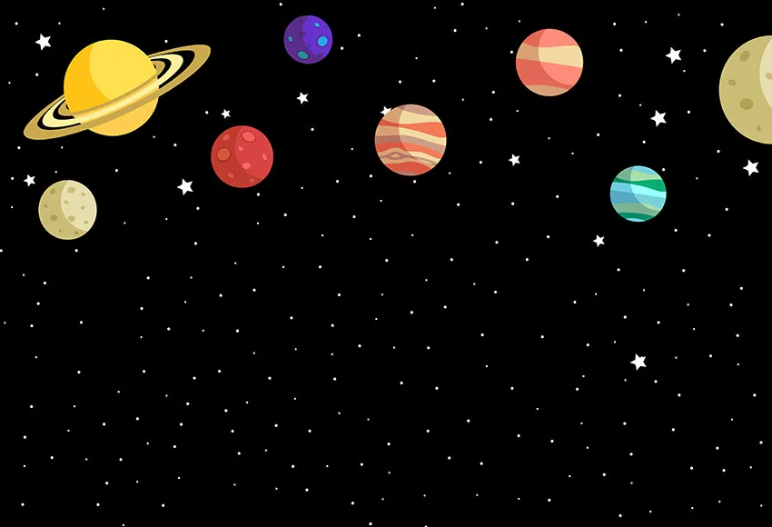 

7x5FT Dark Space Starry Sky Planets Satelitte Custom Photo Studio Backdrop Background Vinyl 220cm x 150cm