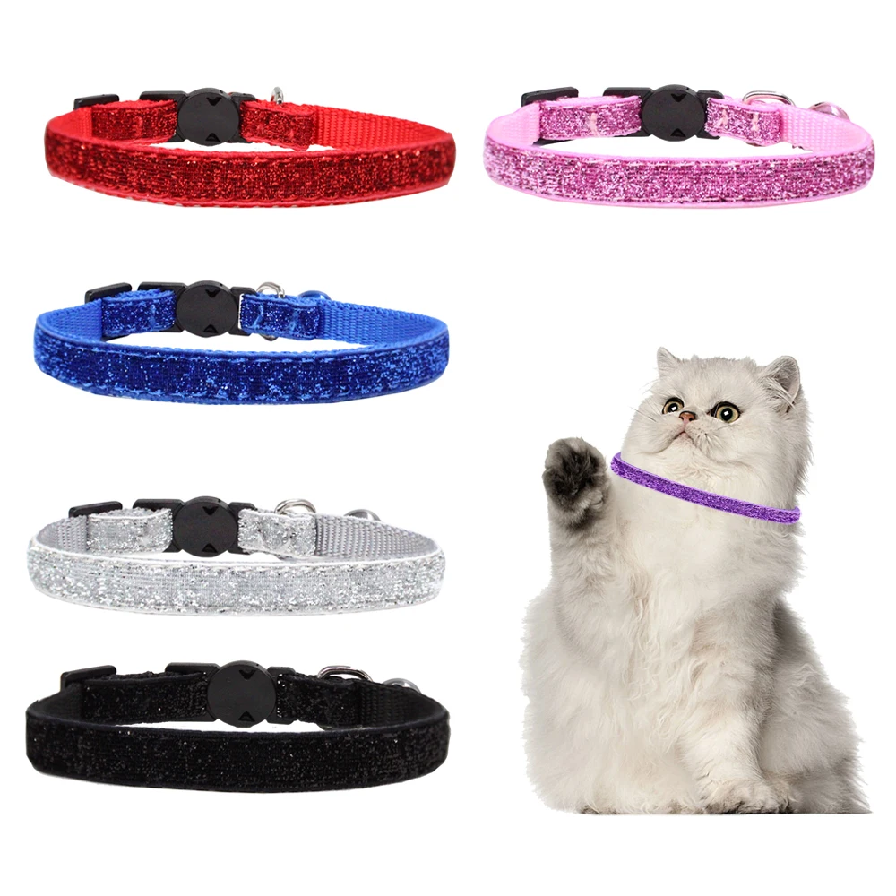 

New Safety cat breakaway collar baby dog cat color ID collar cats puppy dogs quick Release collar necklace with bell